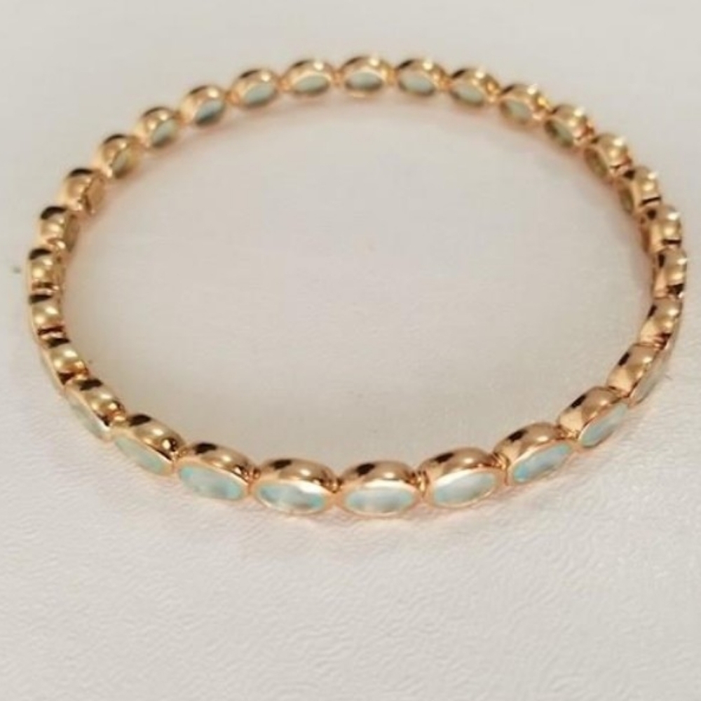 Phillip Gavriel Hallmarked Genuine Rose Gold & Sterling Silver Topaz Bangle